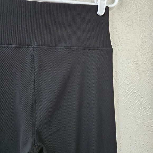 Ribbed Flare Yoga Pants Large Black High Waist Pull on Stretchy Athletic Bootcut - Picture 11 of 12